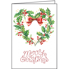 Картичка 12х18см Merry Christmas венец сърце